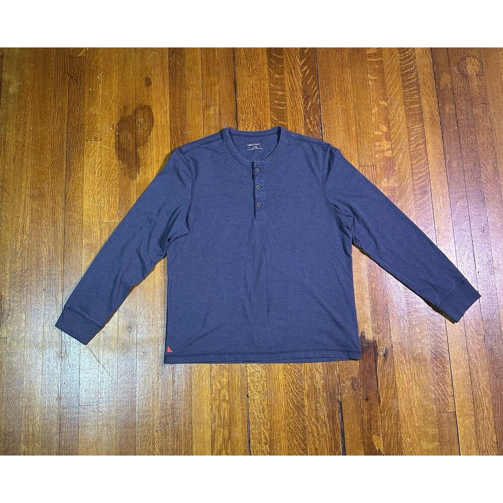 Untuckit Shirt Men Large Long Sleeve Henley Regular Fit Pullover Dark Gray